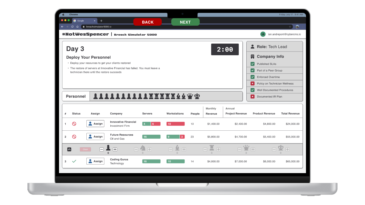 IRGame UI Screenshot